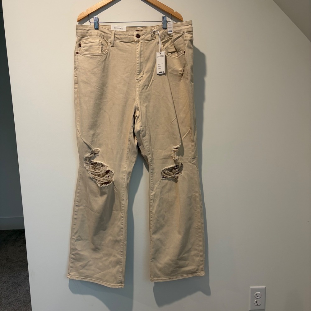 Judy Blue Bone High Waist Wide Leg Distressed Jeans JB88823 C Size 22W NEW